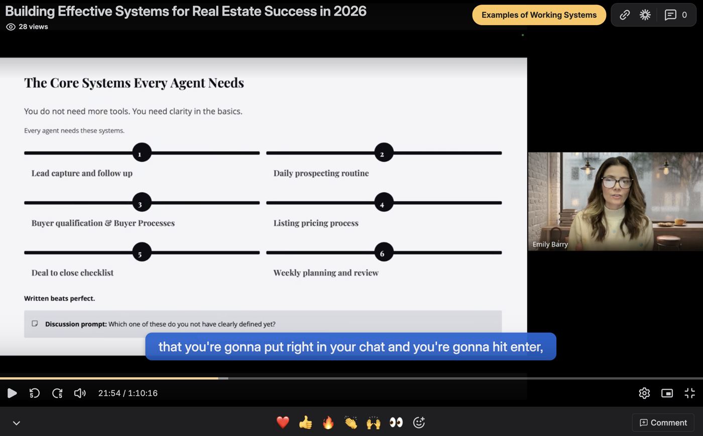 Live virtual training with Emily